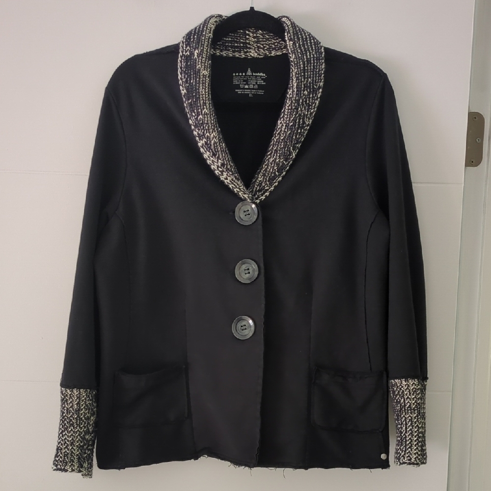 Neon&Buddha Black & Gray Strechy Boho Dark Academia Women's Jacket Sz XL School